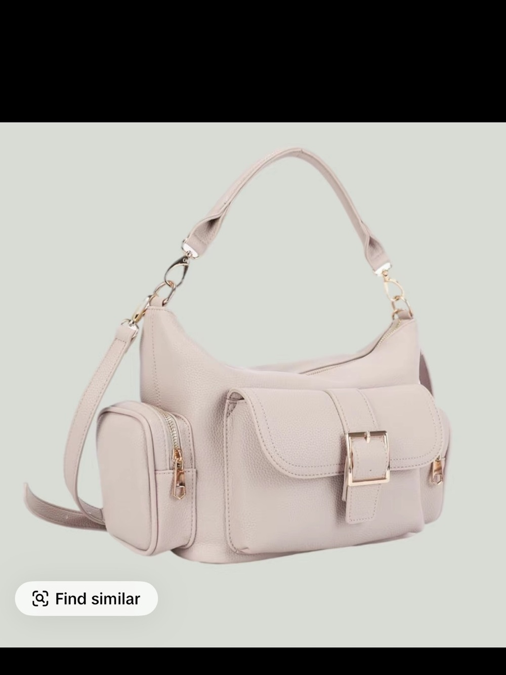 Neutral Beige Shoulder Bag with Front Buckle
